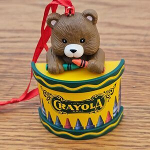 Vtg Crayola Christmas Ornament Binney & Smith Bear Crayons Drum